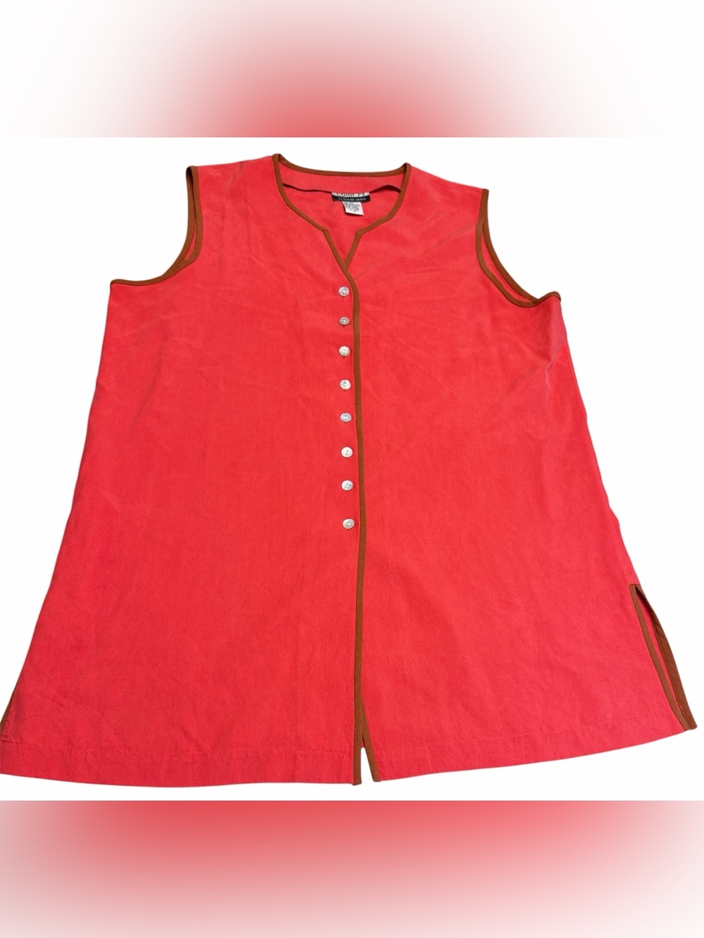 Vintage Color Fx by Spenser Jeremy Top Womens 12 Red Silk V Neck Art to Wear
